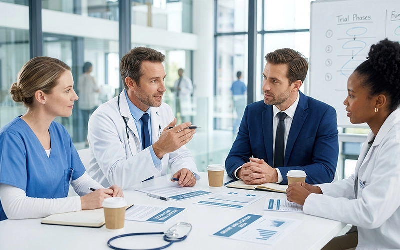 business man meeting with doctors